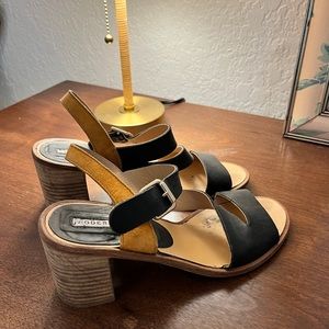Black and tan sandals